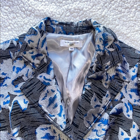 Derek Lam Floral Blue and Gray Blazer - Picture 7 of 16